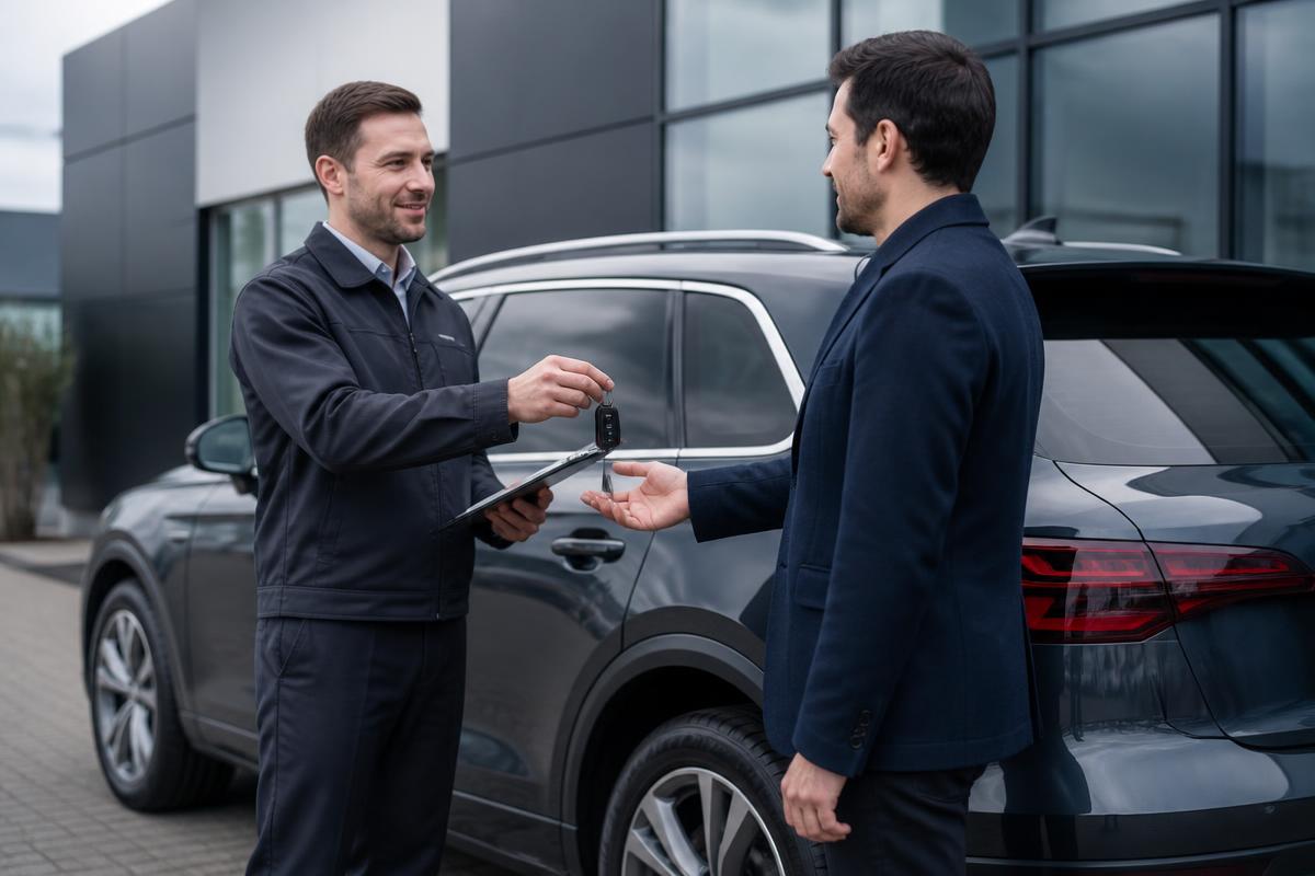 Professionelle Fahrzeugübergabe beim Kunden